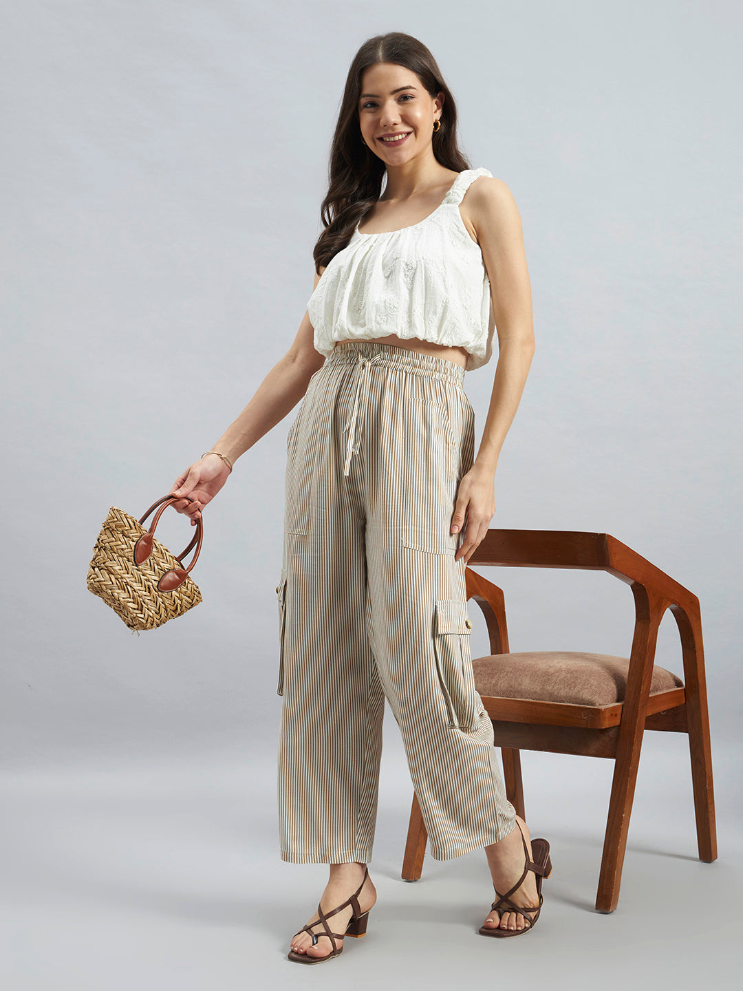 White Embroidered Cotton Sleeveless Top