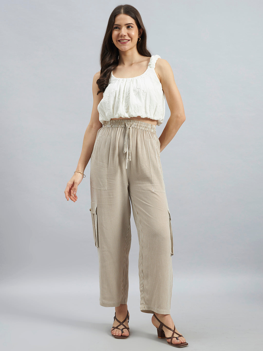 White Embroidered Cotton Sleeveless Top
