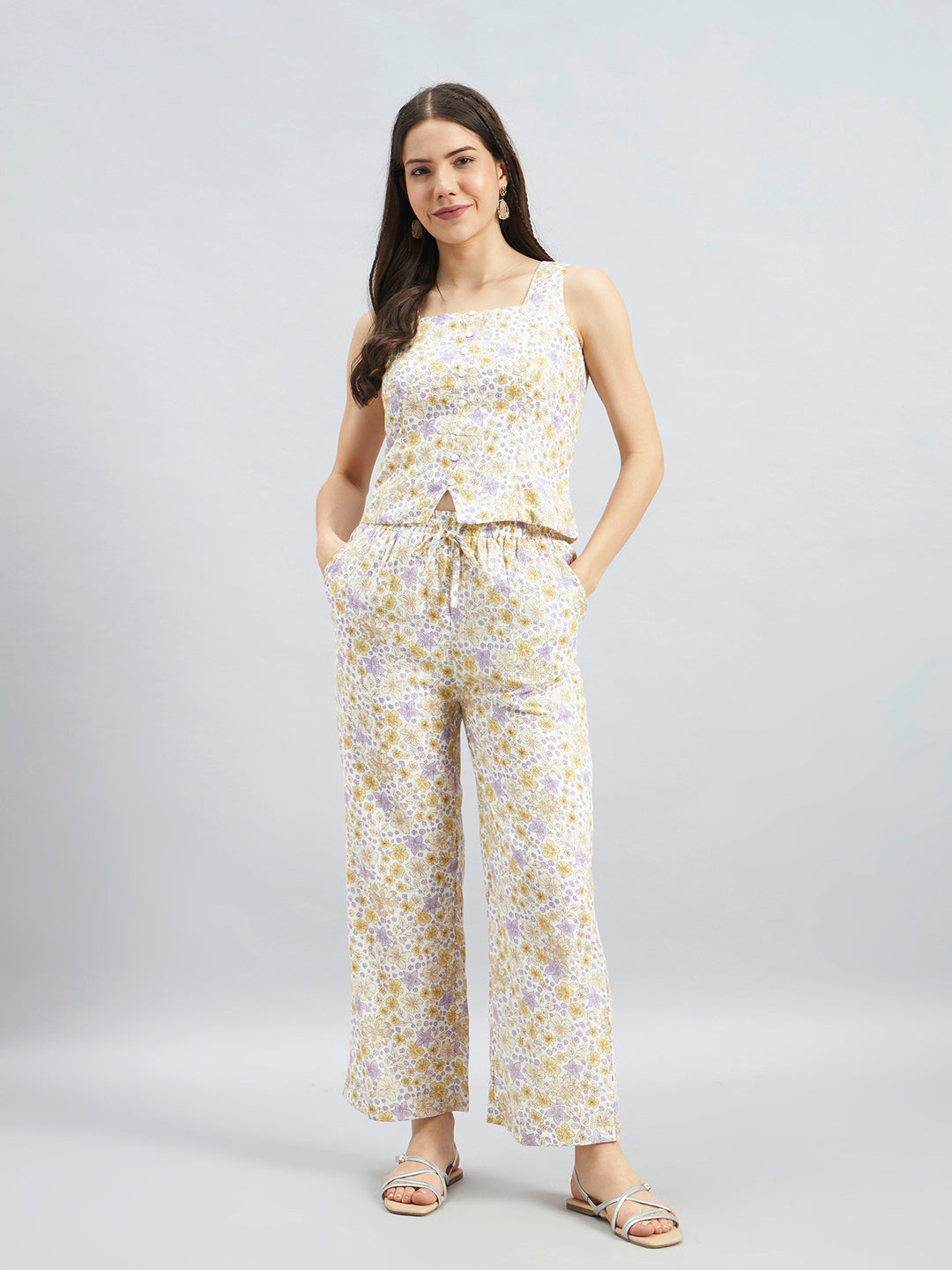 Ivory Floral Printed Cotton Co-ord Set