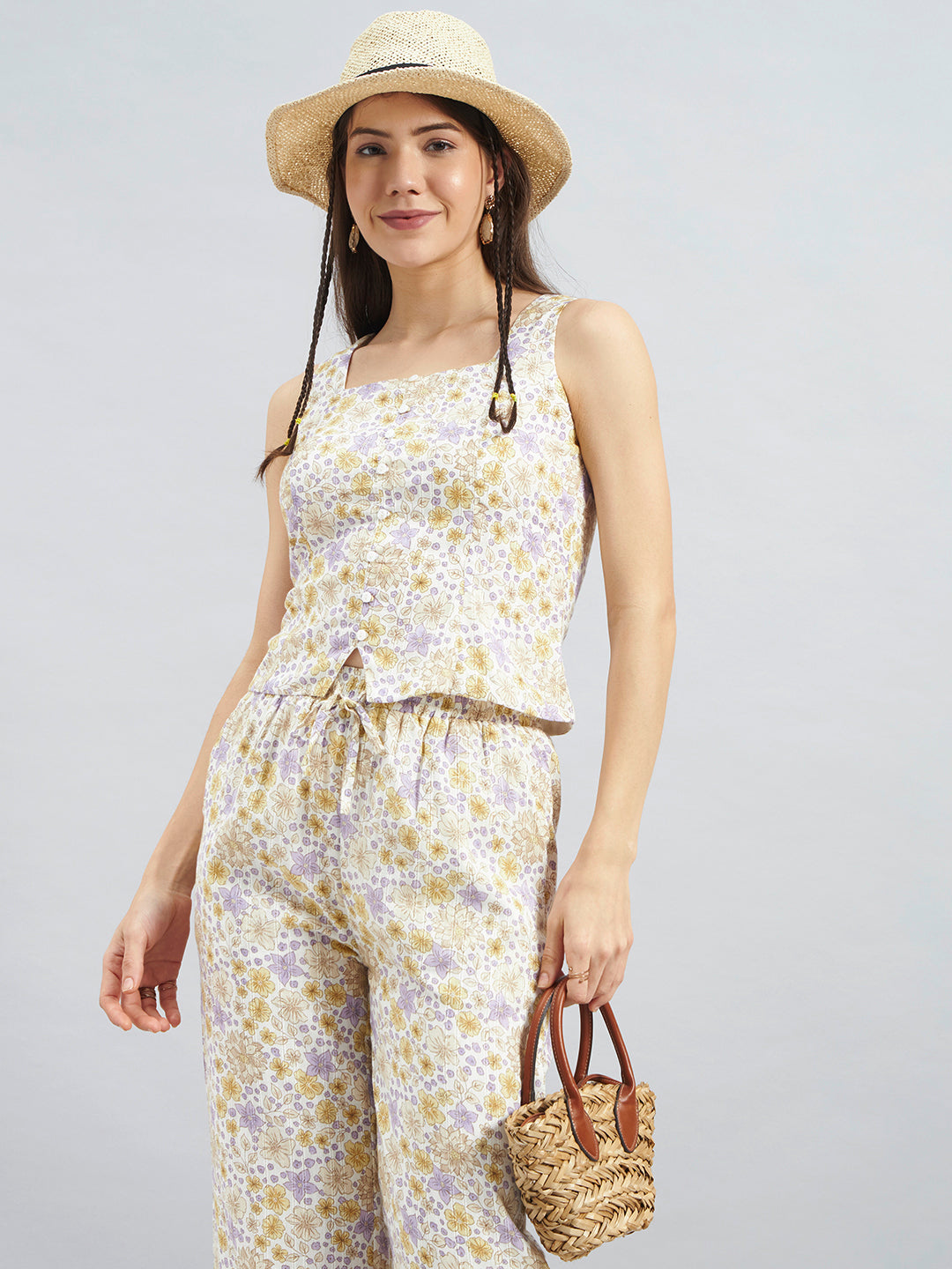 Ivory Floral Printed Cotton Co-ord Set
